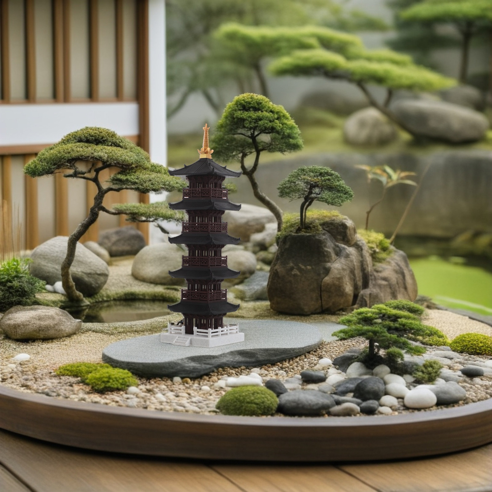Chinese Pagoda Sculpture 5-Tie - огляд і ціна Bonsai Garden Set Up