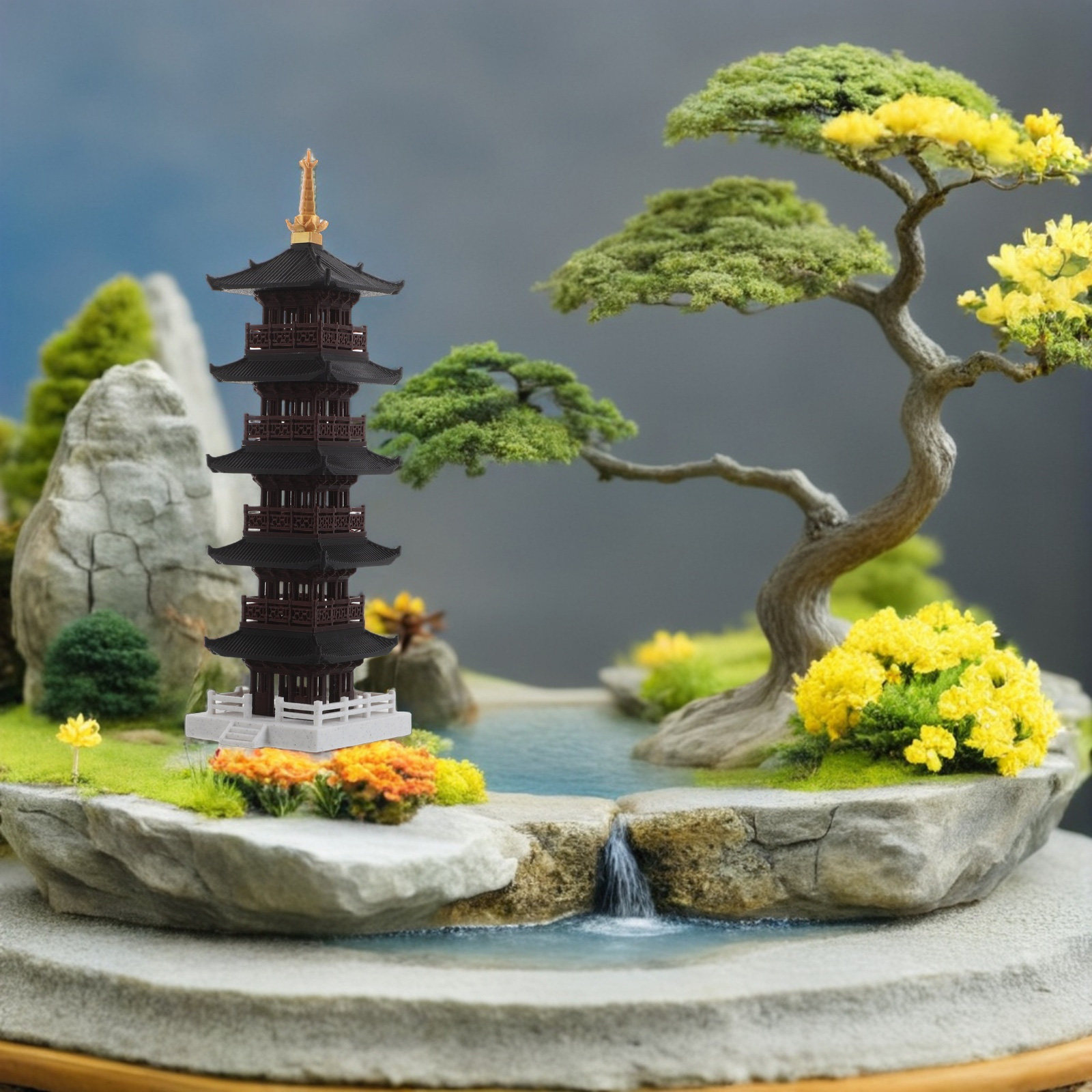 Chinese Pagoda Sculpture 5-Tie - огляд і ціна Bonsai Garden Set Up