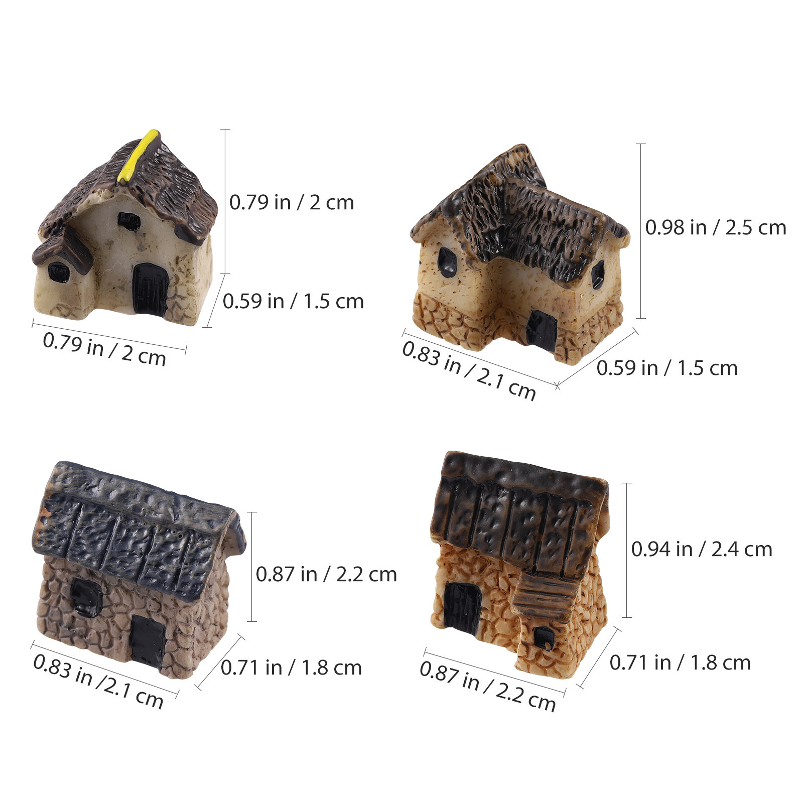 4Pcs Miniature Village Houses  - огляд і ціна Bonsai Garden World