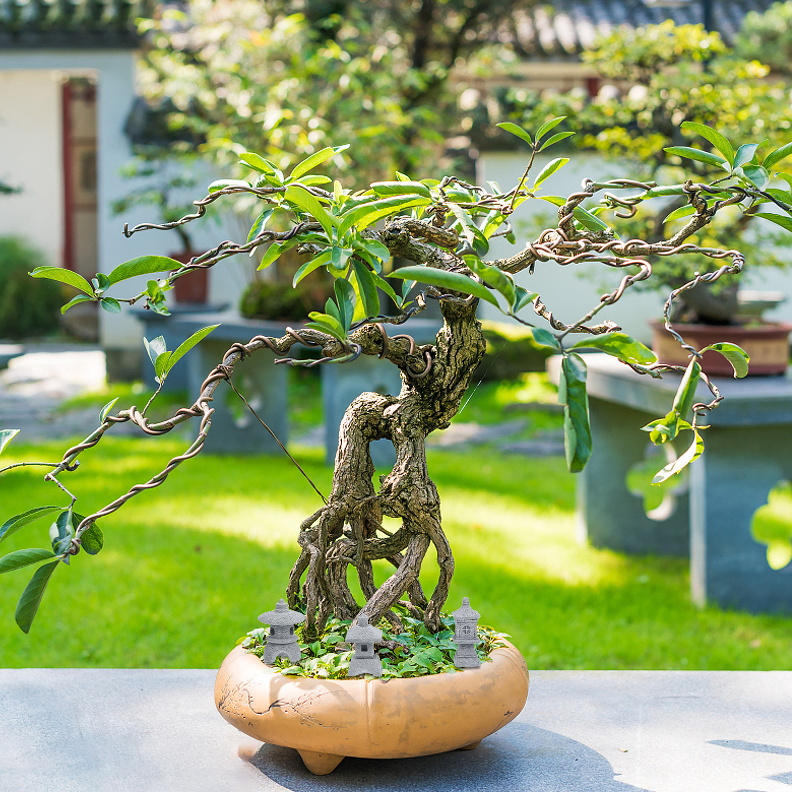 3Pcs Miniature Stone Pagoda Ga - огляд і ціна Bonsai Garden Set Up